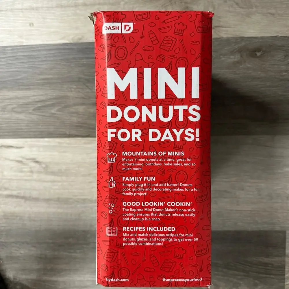 New, Express Mini Donut Maker 7 Mini Donuts in Minutes Non-Stick Recipe Guide